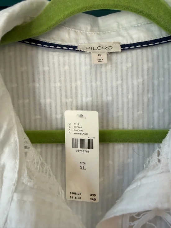 Anthropologie Pilcro Crop Swing Blouse Eyelet Lace NWT XL Boho Cottagecore Top - Picture 6 of 8